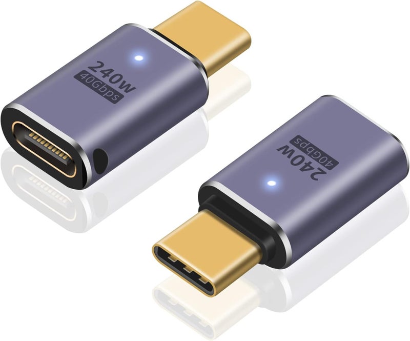 Poyiccot USB C Extender - 240W, 2Pack USB Type C Extension Adapter, 40Gbps USB C Male to Female Adapter for iPad, iMac, MacBook, Thunderbolt - Image 1